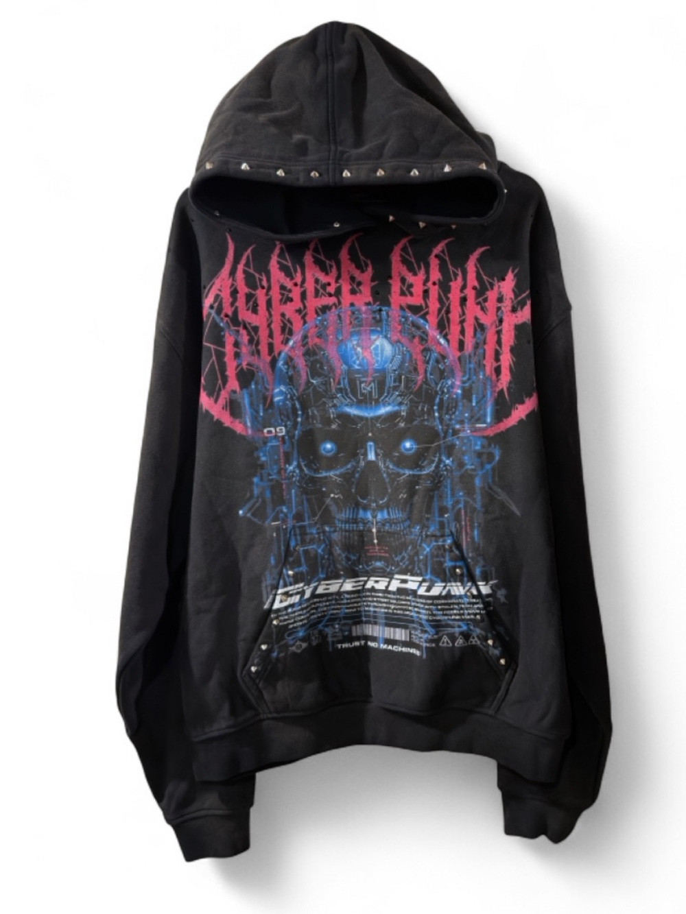 AlphaStyle Cyber Punk Studded Hoodie Pullover Size Men’s Large (NWT)